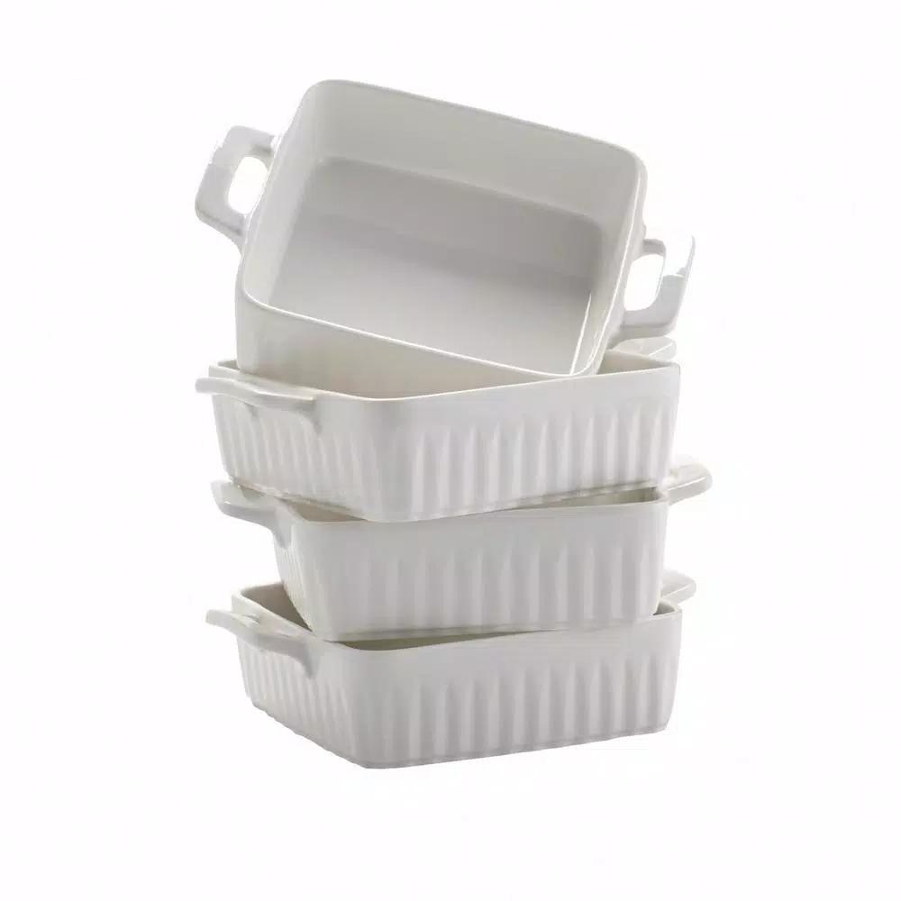 Over and Back Nolita Small Porcelain Baker Dishes, Set of 4, White