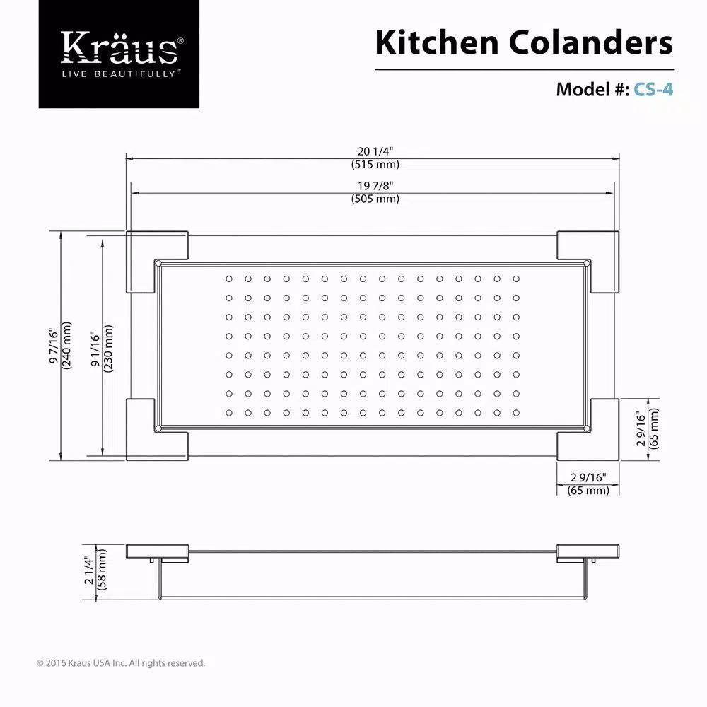 KRAUS Stainless Steel Colander with Protective Bumpers