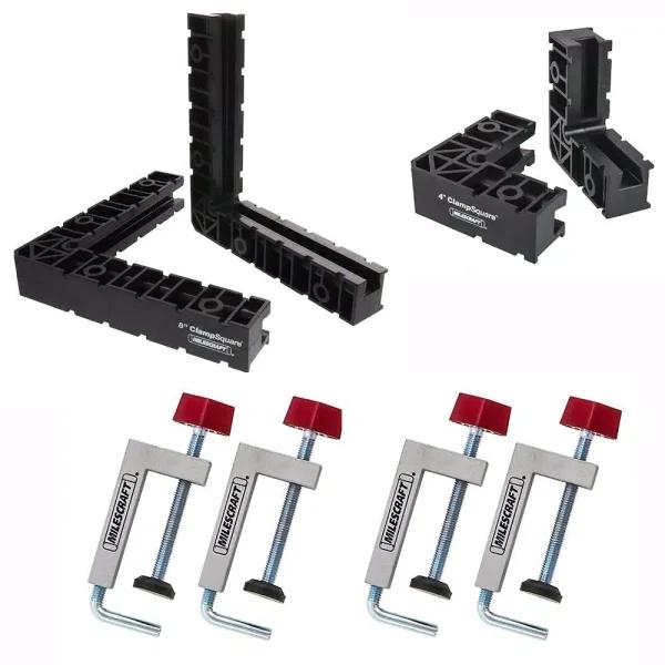 Milescraft 8-Piece Positioning Square and Fence Clamp Bundle for Woodworking Assembly