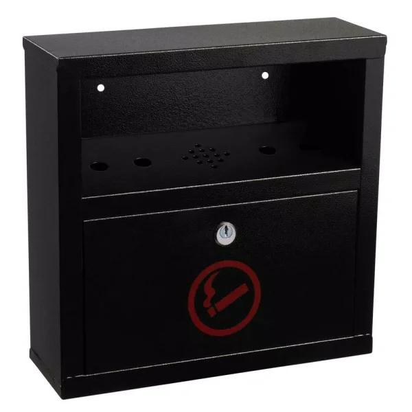 Alpine Industries Quick Clean Wall-Mounted Cigarette Outdoor Ashtray, Black Stainless Steel