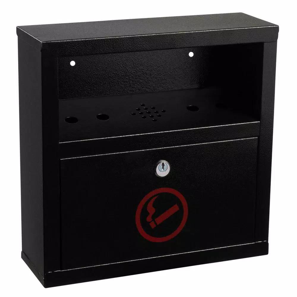Alpine Industries Quick Clean Wall-Mounted Cigarette Outdoor Ashtray, Black Stainless Steel