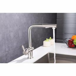 Vanity Art Brushed Nickel Single-Handle Pull Out Kitchen Faucet with 360 Degree Swivel Spout thumbnail 8