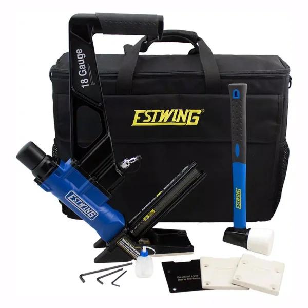 Estwing 18-Gauge L-Cleat Pneumatic Flooring Nailer Kit with Mallet and Padded Bag