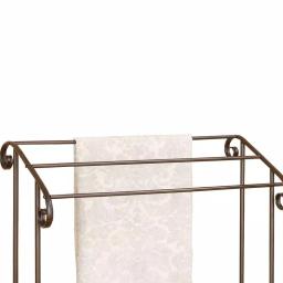 Benjara Modern Freestanding Metal Towel Rack with 3 Chrome Bars - Dark Bronze thumbnail 3