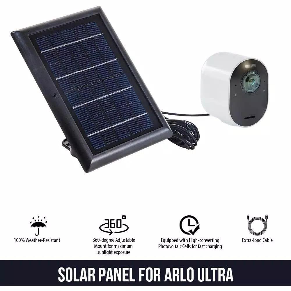 Wasserstein Solar Panel for Arlo Ultra/Ultra 2, Pro 3/Pro 4, with 13 ft. Magnetic Cable (2-Pack, Black)