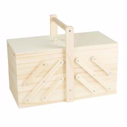 Mind Reader Wooden Sewing Kit Organizer Box for Needles, Thread, and Scissors, Brown thumbnail 1