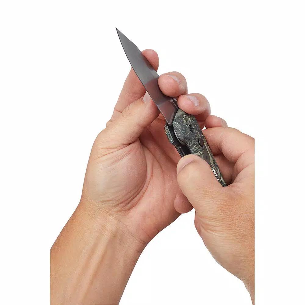 Milwaukee FASTBACK Camo Stainless Steel Folding Knife with 2.95 in. Drop Point Blade