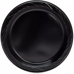 Genuine Joe 9 in. Black Disposable Plastic Plates, 125 Count Case thumbnail 1