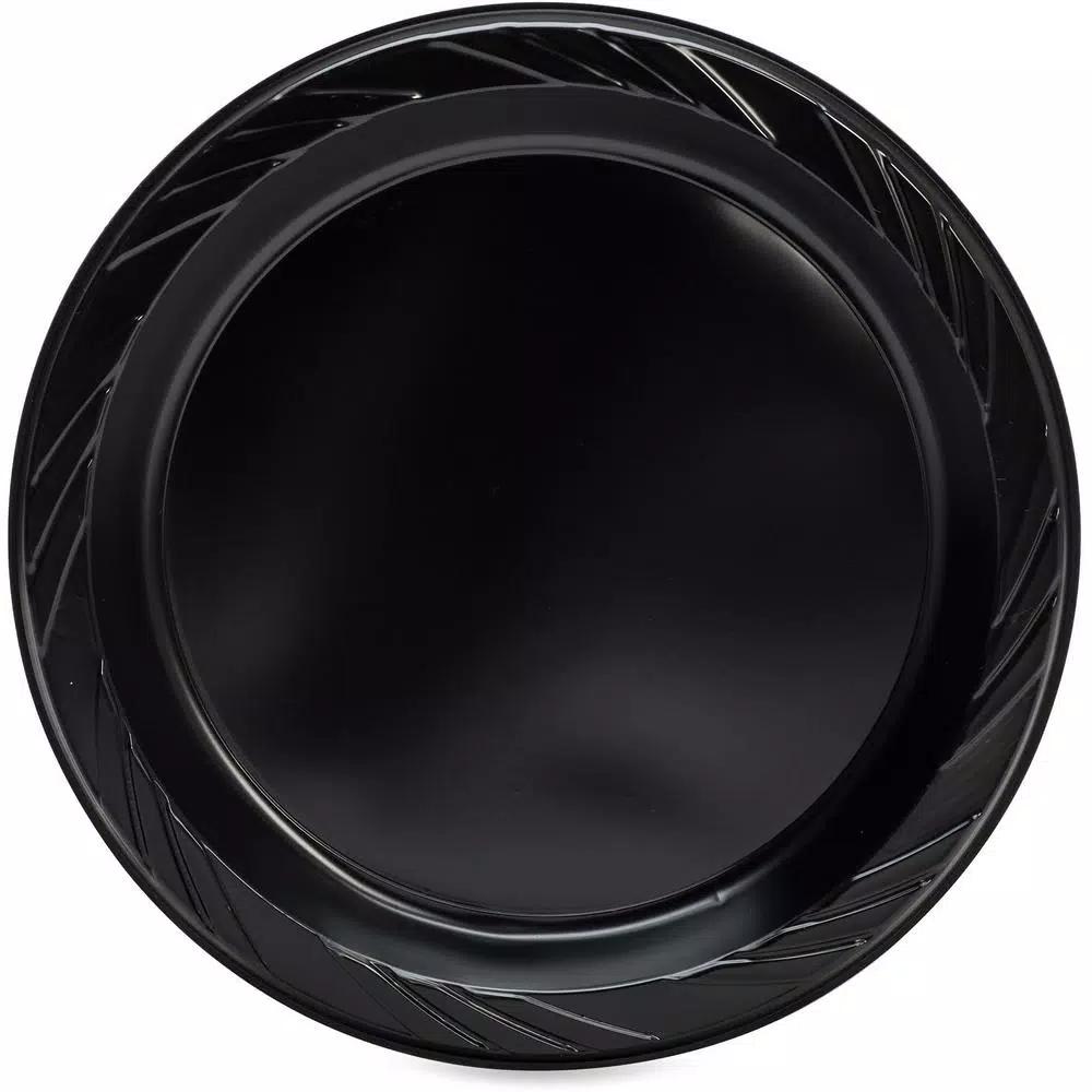 Genuine Joe 9 in. Black Disposable Plastic Plates, 125 Count Case