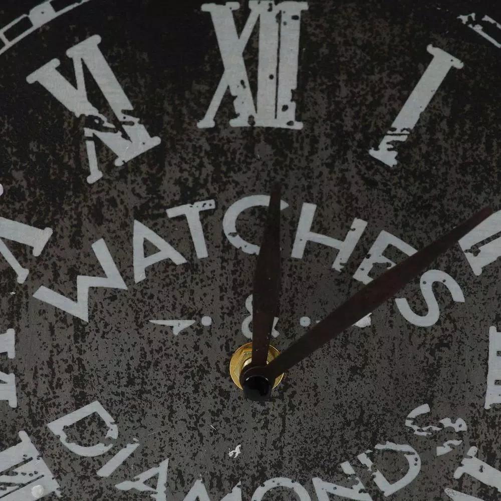 Winsome House Black Metal Vintage Table Top Clock with Roman Numerals