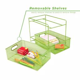 MIND READER 2-Tier Metal Mesh Utensil Caddy & Organizer, Green thumbnail 3