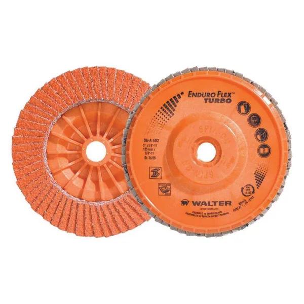 WALTER SURFACE TECHNOLOGIES ENDURO-FLEX Turbo 5 in. Blending Flap Disc 36/60 Grit 5/8-11 in. Arbor (10-Pack)