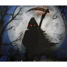 Haunted Hill Farm 18 in. Animated Grim Reaper Shadowbox with Spooky Music and LED Lights thumbnail 4