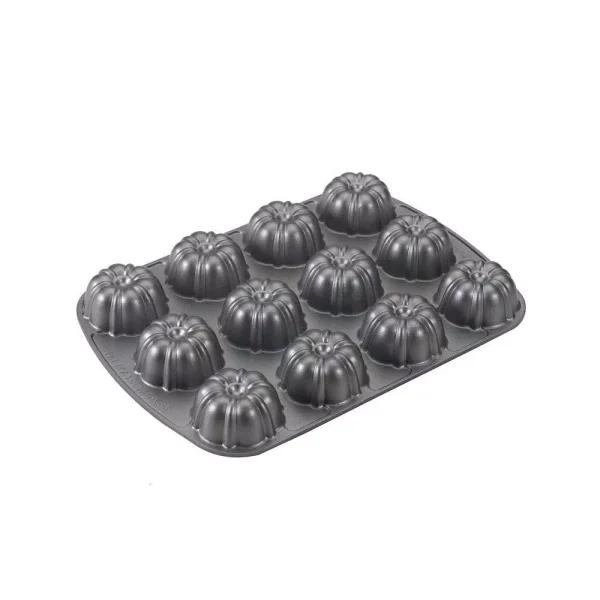 Nordic Ware Pro Cast Nonstick Fluted Bundt Brownie and Cupcake Pan, Aluminum