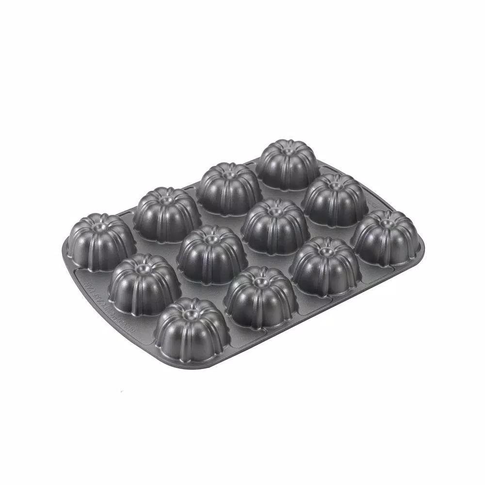 Nordic Ware Pro Cast Nonstick Fluted Bundt Brownie and Cupcake Pan, Aluminum