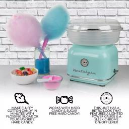 Nostalgia Retro Aqua Electric Cotton Candy Maker with 2 Reusable Cones thumbnail 2