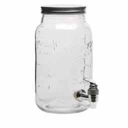 MASON CRAFT & MORE 5-Piece Clear Glass Drink Dispenser Set with 4L Dispenser and 4 Mugs with Metal Lids thumbnail 2