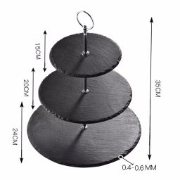 MALACASA 3-Tier Black Slate Round Cupcake Tower & Dessert Display Stand thumbnail 4
