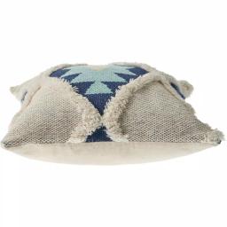 LR Home 20x20 Off White and Blue Tufted Geometric Throw Pillow - Southwestern Winter Paradise thumbnail 3