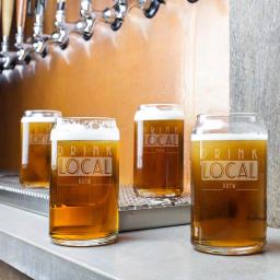 Cathy's Concepts Drink Local 16 oz. Craft Beer Can Glasses - Set of 4 Hand-Blown Glassware thumbnail 6