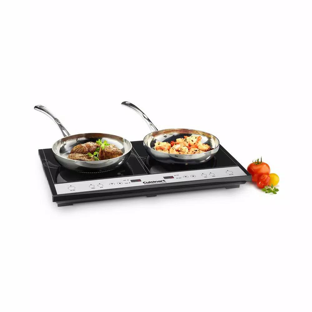 Cuisinart 2-Burner 12 in. Black Induction Cooktop Hot Plate, 1800W Portable Dual Induction Burner