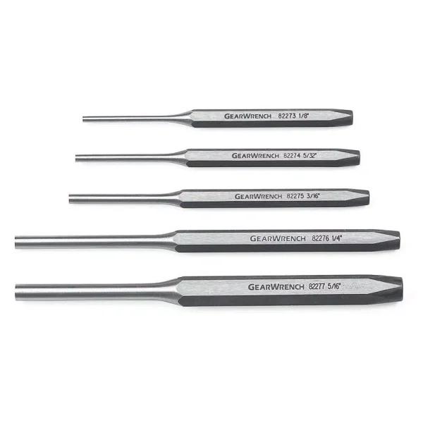GearWrench 5-Piece Pin Punch Set, Precision Hardened Alloy Steel