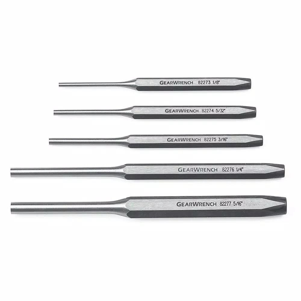 GearWrench 5-Piece Pin Punch Set, Precision Hardened Alloy Steel