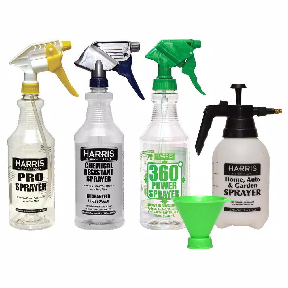 Harris 4-Piece Professional Spray Bottle Variety Pack Kit with 55 oz. Pump Sprayer