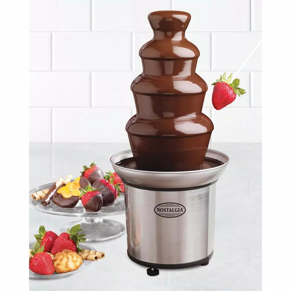 Nostalgia 4-Tier Chocolate Fondue Fountain with Stainless Steel Base, 2 lb. Capacity