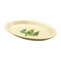 Fiesta Ivory Ceramic Trio of Christmas Trees Small Oval Serving Platter thumbnail 2
