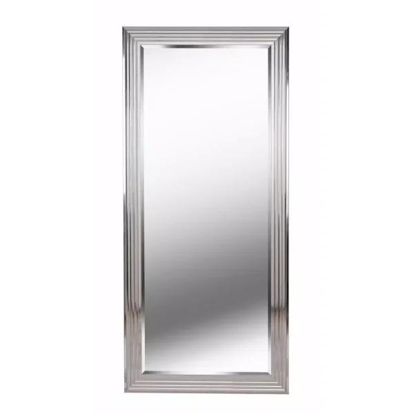 Kenroy Home Lyonesse 66 in. Oversized Chrome Composite Beveled Glass Floor Leaner Mirror with Hooks
