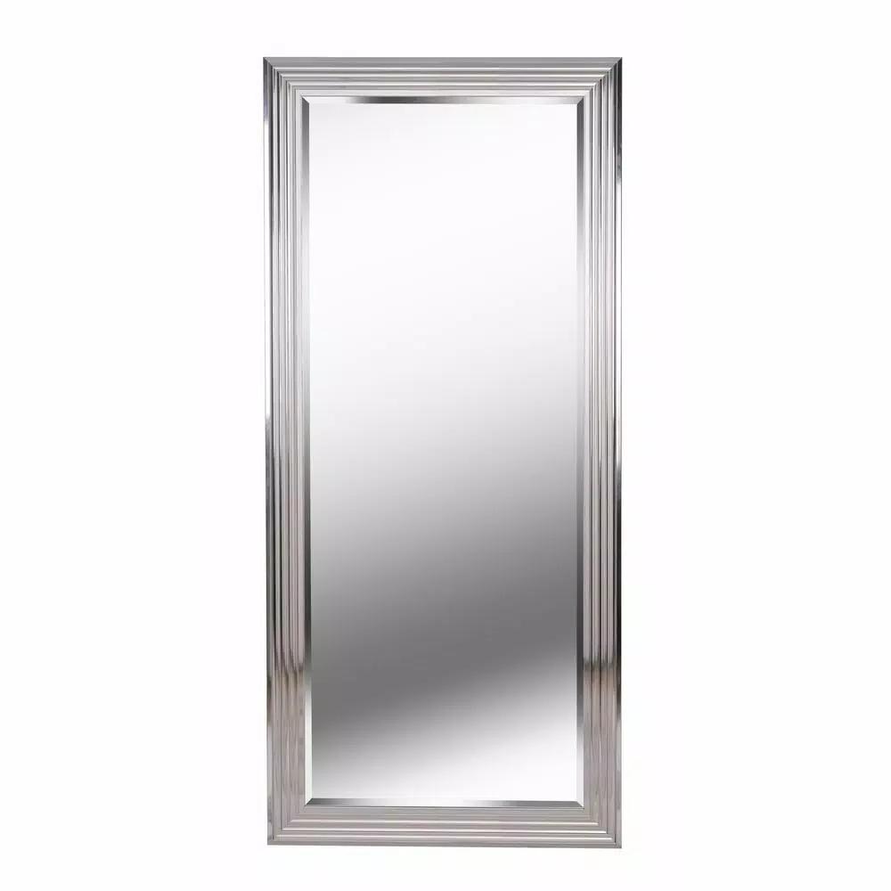 Kenroy Home Lyonesse 66 in. Oversized Chrome Composite Beveled Glass Floor Leaner Mirror with Hooks