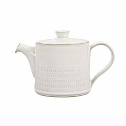 Denby Natural Canvas Textured Stoneware Teapot, White thumbnail 1