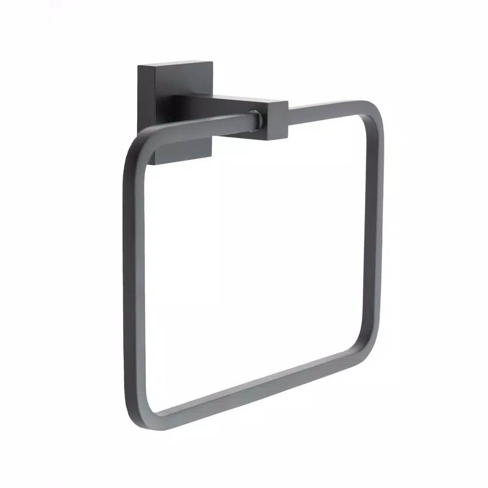 Italia Trieste Matte Black Wall Mount Towel Ring