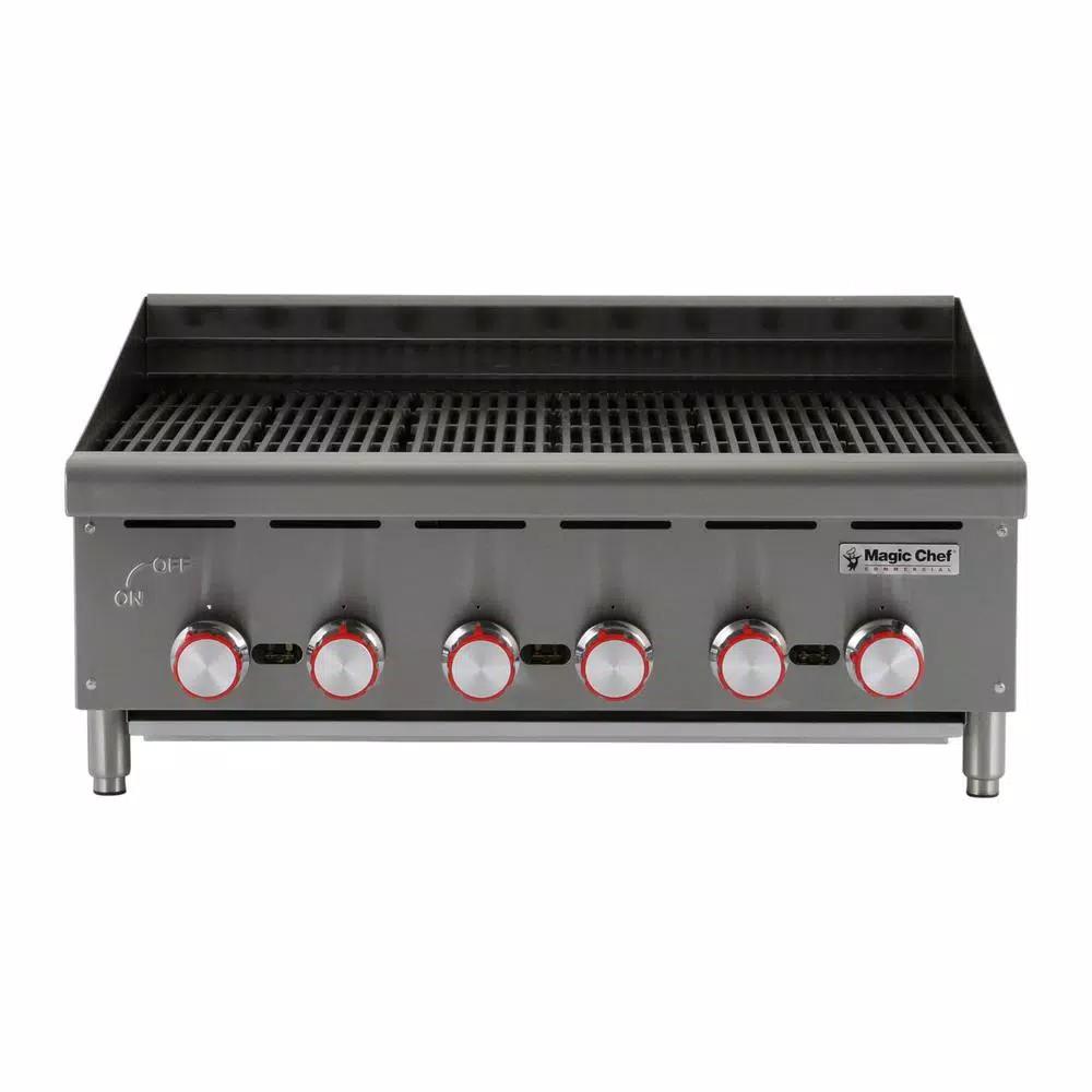 Magic Chef 36 in. Commercial Countertop Radiant Char Broiler, Stainless Steel