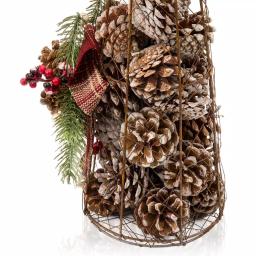 Alpine Corporation 20 in. Rustic Pinecone Christmas Tree Decor with Holly and Plaid Bow thumbnail 7