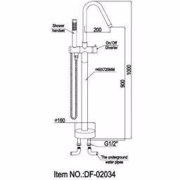 Vanity Art 40 in. Freestanding Single Handle Claw Foot Tub Faucet with Hand Shower, Polished Chrome thumbnail 6