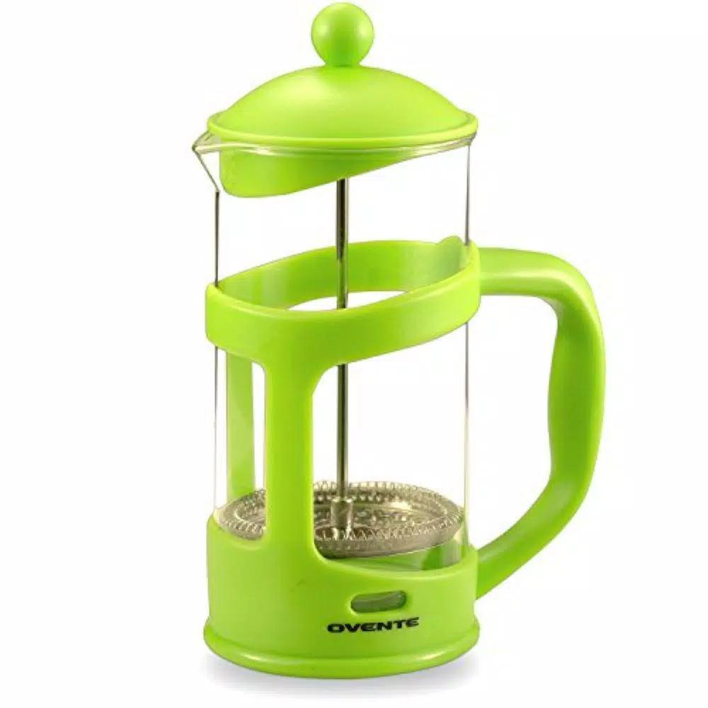 Ovente 8-Cup Green French Press - Heat-Resistant Borosilicate Glass Coffee and Tea Maker with Measuring Scoop