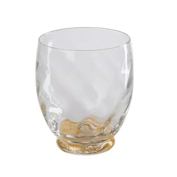 Abigails Elisa Red Wine Stemless Glass Set, Clear with Gold Infused Base, Set of 4