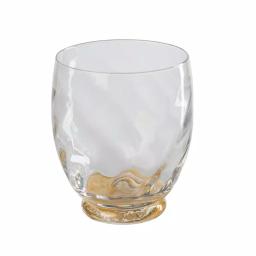 Abigails Elisa Red Wine Stemless Glass Set, Clear with Gold Infused Base, Set of 4 thumbnail 1