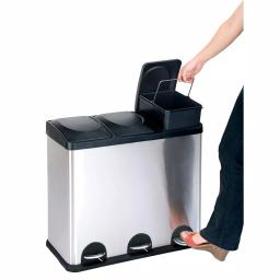 Step N' Sort 12 Gal. 3-Compartment Stainless Steel Trash Can and Recycling Bin with Step Pedals thumbnail 2