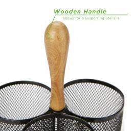 MIND READER 3-Section Black Metal Utensil Caddy, Large Capacity Cutlery & Flatware Organizer for Kitchen Countertop thumbnail 3