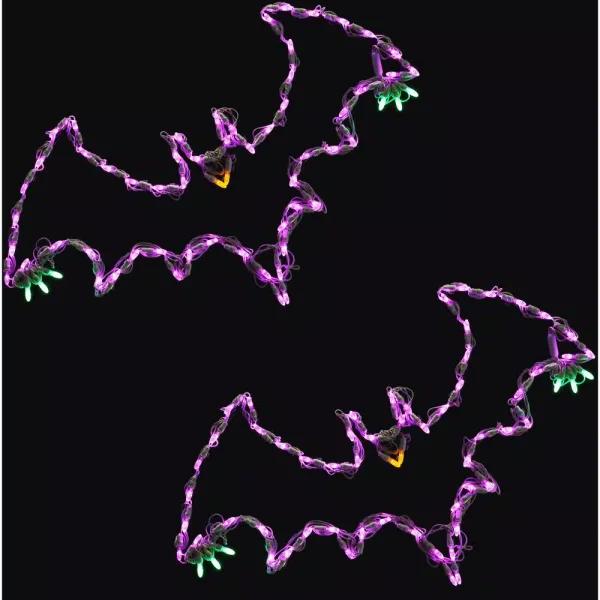 Haunted Hill Farm Flying Bats LED Halloween Window Lights, Set of 2