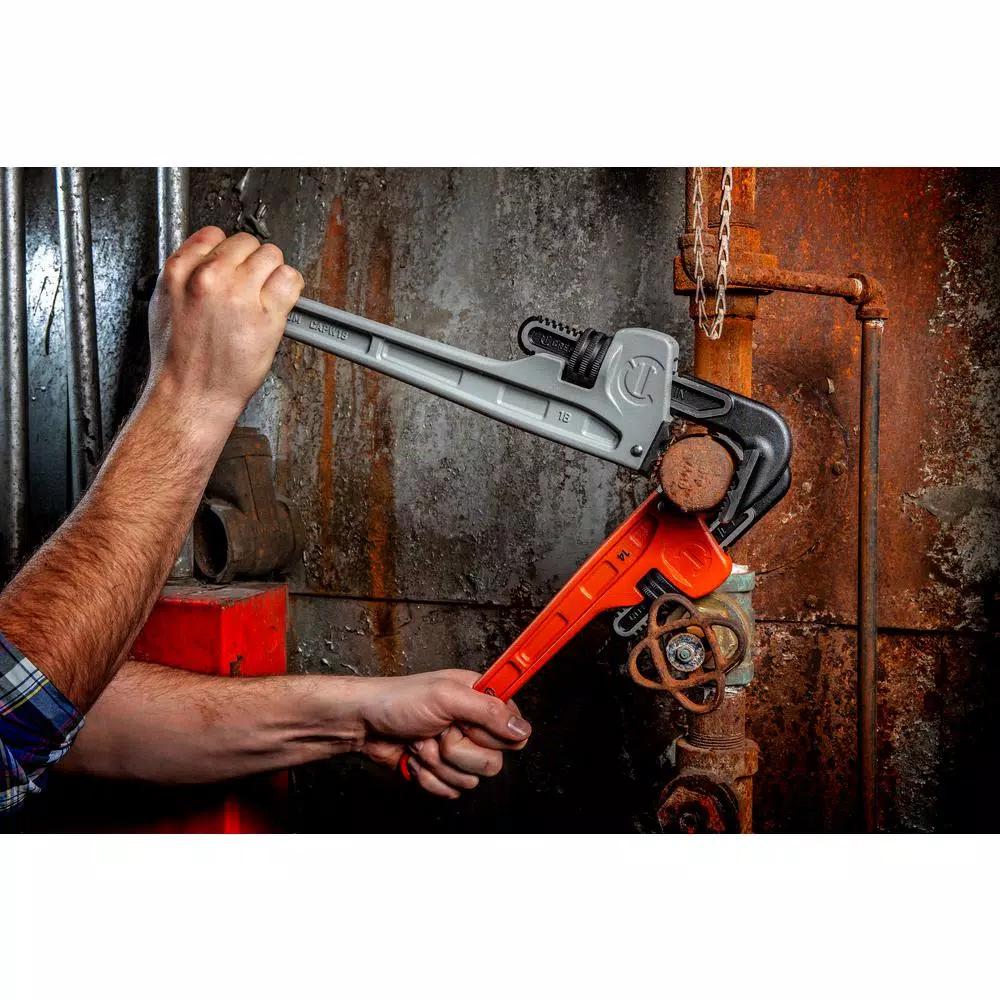 Crescent 14 in. Aluminum Long Handle Pipe Wrench with K-9 Jaw Teeth