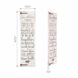 Pinnacle Patton Wall Decor Farmhouse Rules Rustic White Wood Plank Barn Door Sign, 47.5 x 13.5 in. thumbnail 4