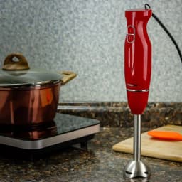 Ovente 300W Immersion Blender, 2-Speed Handheld Stick Mixer with Stainless Steel Blades, Red (HS560R) thumbnail 7
