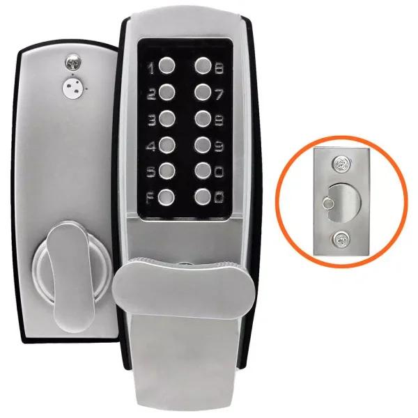 Premier Lock Grip Tight Tools Satin Chrome Mechanical Push-Button Keyless Entry Lock with Holdback