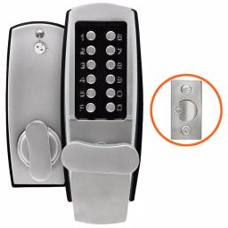 Premier Lock Grip Tight Tools Satin Chrome Mechanical Push-Button Keyless Entry Lock with Holdback thumbnail 1