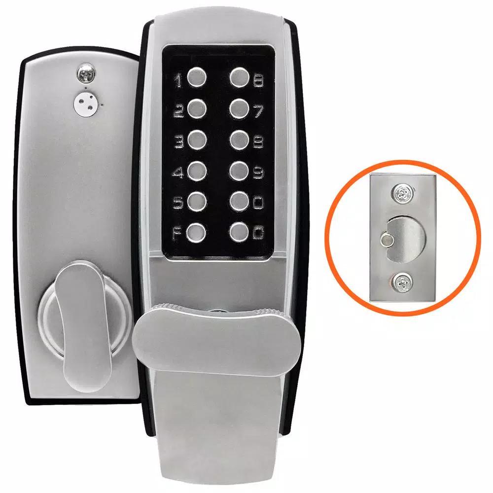 Premier Lock Grip Tight Tools Satin Chrome Mechanical Push-Button Keyless Entry Lock with Holdback