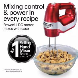 Hamilton Beach Professional 5-Speed Hand Mixer, Red and Chrome with Attachments and Storage Case thumbnail 2